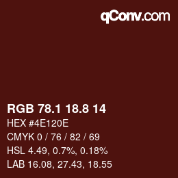 Color code: RGB 78.1 18.8 14 | qconv.com