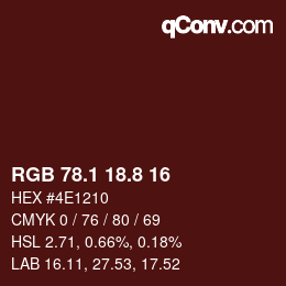 カラーコード: RGB 78.1 18.8 16 | qconv.com