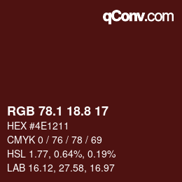 カラーコード: RGB 78.1 18.8 17 | qconv.com
