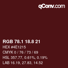 Color code: RGB 78.1 18.8 21 | qconv.com