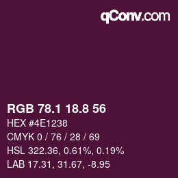 カラーコード: RGB 78.1 18.8 56 | qconv.com