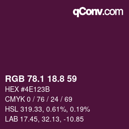 カラーコード: RGB 78.1 18.8 59 | qconv.com
