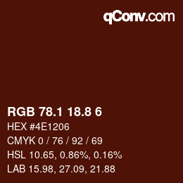 Color code: RGB 78.1 18.8 6 | qconv.com