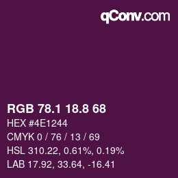 カラーコード: RGB 78.1 18.8 68 | qconv.com