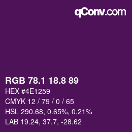 カラーコード: RGB 78.1 18.8 89 | qconv.com