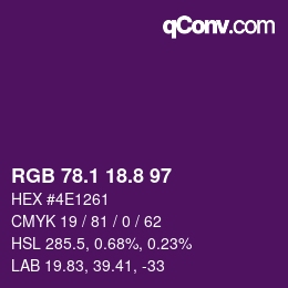 カラーコード: RGB 78.1 18.8 97 | qconv.com