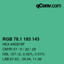 カラーコード: RGB 78.1 183 143 | qconv.com