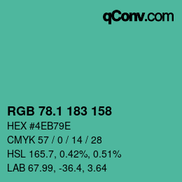 カラーコード: RGB 78.1 183 158 | qconv.com