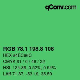 カラーコード: RGB 78.1 198.8 108 | qconv.com