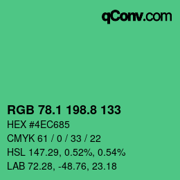 カラーコード: RGB 78.1 198.8 133 | qconv.com