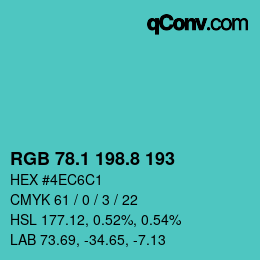 Color code: RGB 78.1 198.8 193 | qconv.com