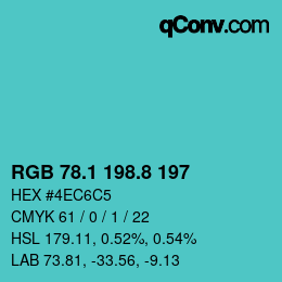 Color code: RGB 78.1 198.8 197 | qconv.com