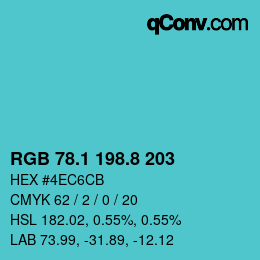 Color code: RGB 78.1 198.8 203 | qconv.com