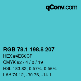 Color code: RGB 78.1 198.8 207 | qconv.com
