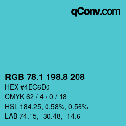 Color code: RGB 78.1 198.8 208 | qconv.com