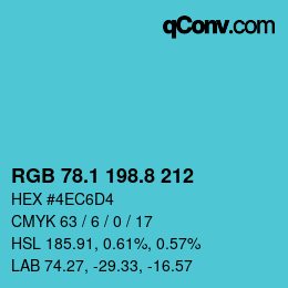 Color code: RGB 78.1 198.8 212 | qconv.com