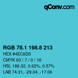 Color code: RGB 78.1 198.8 213 | qconv.com