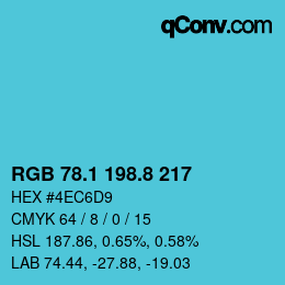 Color code: RGB 78.1 198.8 217 | qconv.com