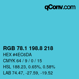 Color code: RGB 78.1 198.8 218 | qconv.com
