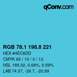 Color code: RGB 78.1 198.8 221 | qconv.com