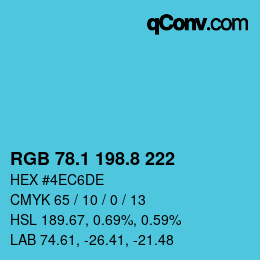 Color code: RGB 78.1 198.8 222 | qconv.com