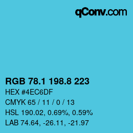 Color code: RGB 78.1 198.8 223 | qconv.com