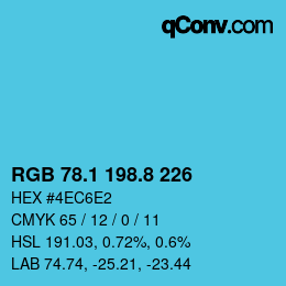 Color code: RGB 78.1 198.8 226 | qconv.com