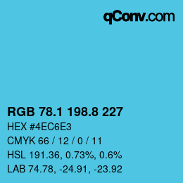 Color code: RGB 78.1 198.8 227 | qconv.com