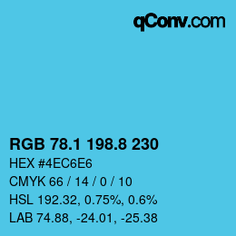 カラーコード: RGB 78.1 198.8 230 | qconv.com