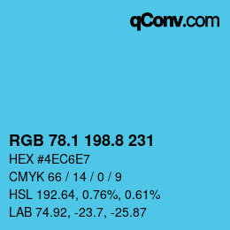 Color code: RGB 78.1 198.8 231 | qconv.com