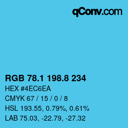 カラーコード: RGB 78.1 198.8 234 | qconv.com