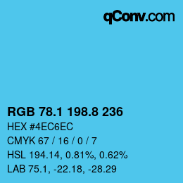 Color code: RGB 78.1 198.8 236 | qconv.com