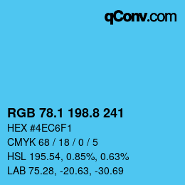 Farbcode: RGB 78.1 198.8 241 | qconv.com