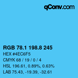 Color code: RGB 78.1 198.8 245 | qconv.com