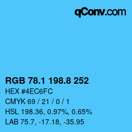 カラーコード: RGB 78.1 198.8 252 | qconv.com