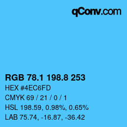 カラーコード: RGB 78.1 198.8 253 | qconv.com