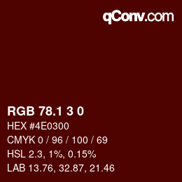 カラーコード: RGB 78.1 3 0 | qconv.com