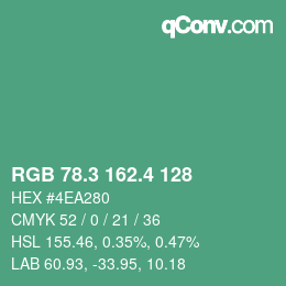 カラーコード: RGB 78.3 162.4 128 | qconv.com