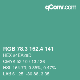 カラーコード: RGB 78.3 162.4 141 | qconv.com