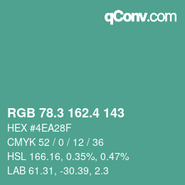 カラーコード: RGB 78.3 162.4 143 | qconv.com