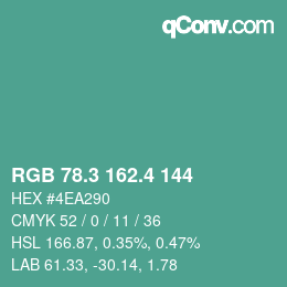カラーコード: RGB 78.3 162.4 144 | qconv.com