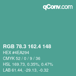 カラーコード: RGB 78.3 162.4 148 | qconv.com