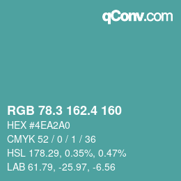 カラーコード: RGB 78.3 162.4 160 | qconv.com