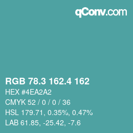 カラーコード: RGB 78.3 162.4 162 | qconv.com
