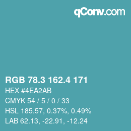 カラーコード: RGB 78.3 162.4 171 | qconv.com