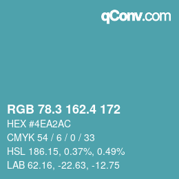 カラーコード: RGB 78.3 162.4 172 | qconv.com