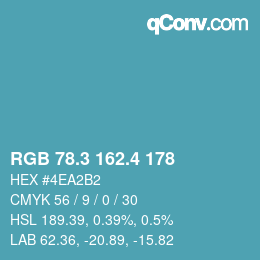 カラーコード: RGB 78.3 162.4 178 | qconv.com