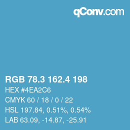 カラーコード: RGB 78.3 162.4 198 | qconv.com