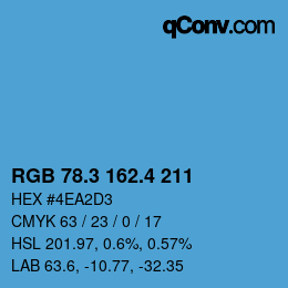 カラーコード: RGB 78.3 162.4 211 | qconv.com