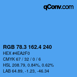カラーコード: RGB 78.3 162.4 240 | qconv.com